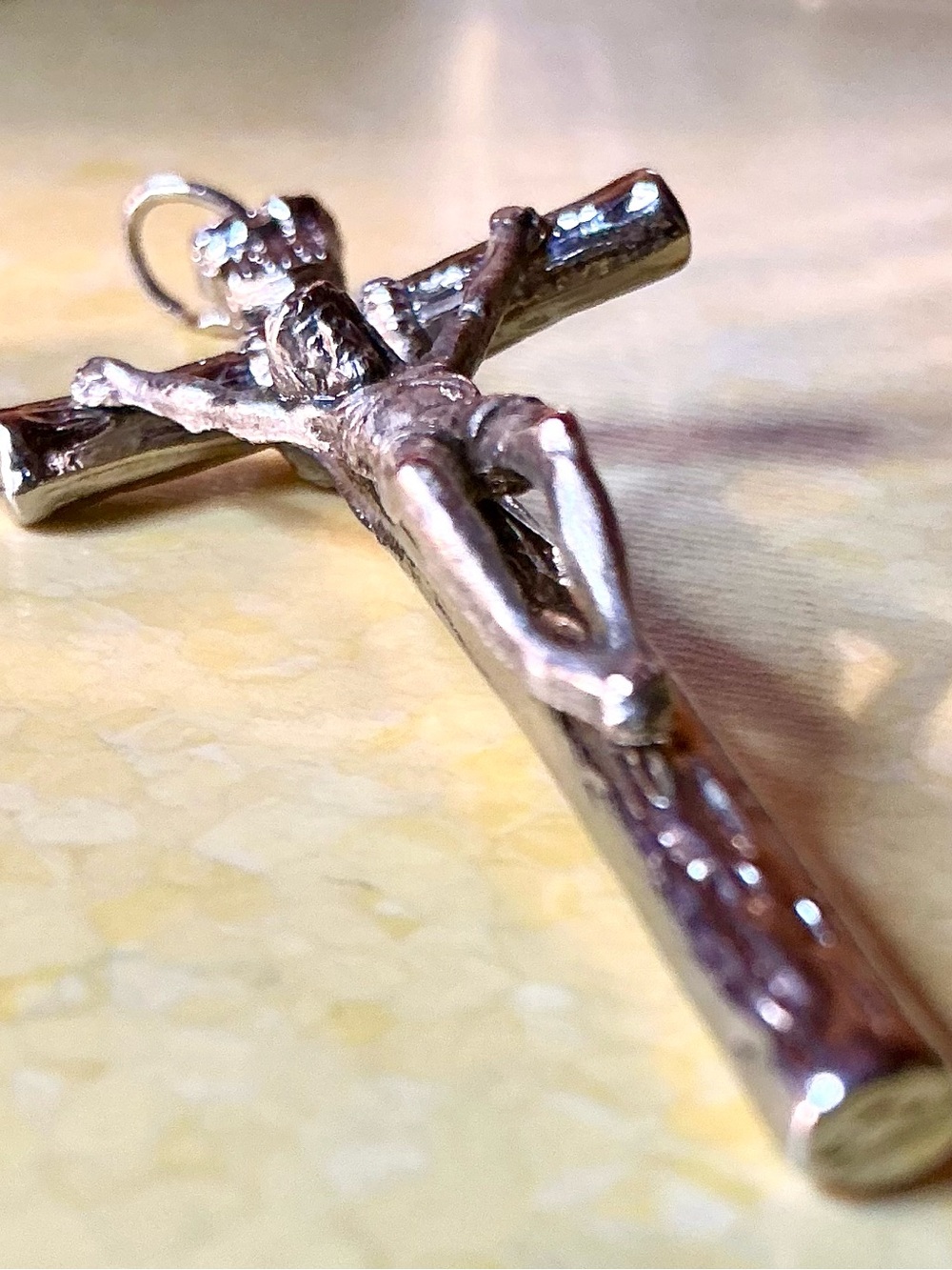 Pope John Paul II Pastoral Cross Silver Tone Pendant Papal Crucifix Italy 1986